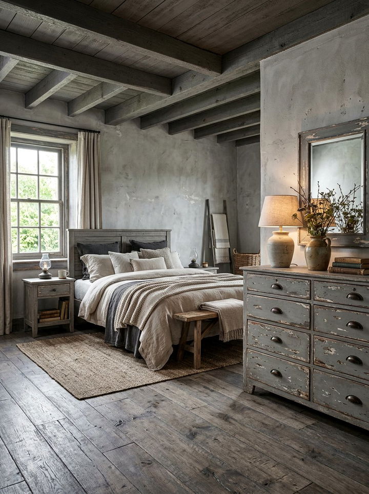 Distressed gray farmhouse bedroom - 30 farmhouse gray bedroom ideas