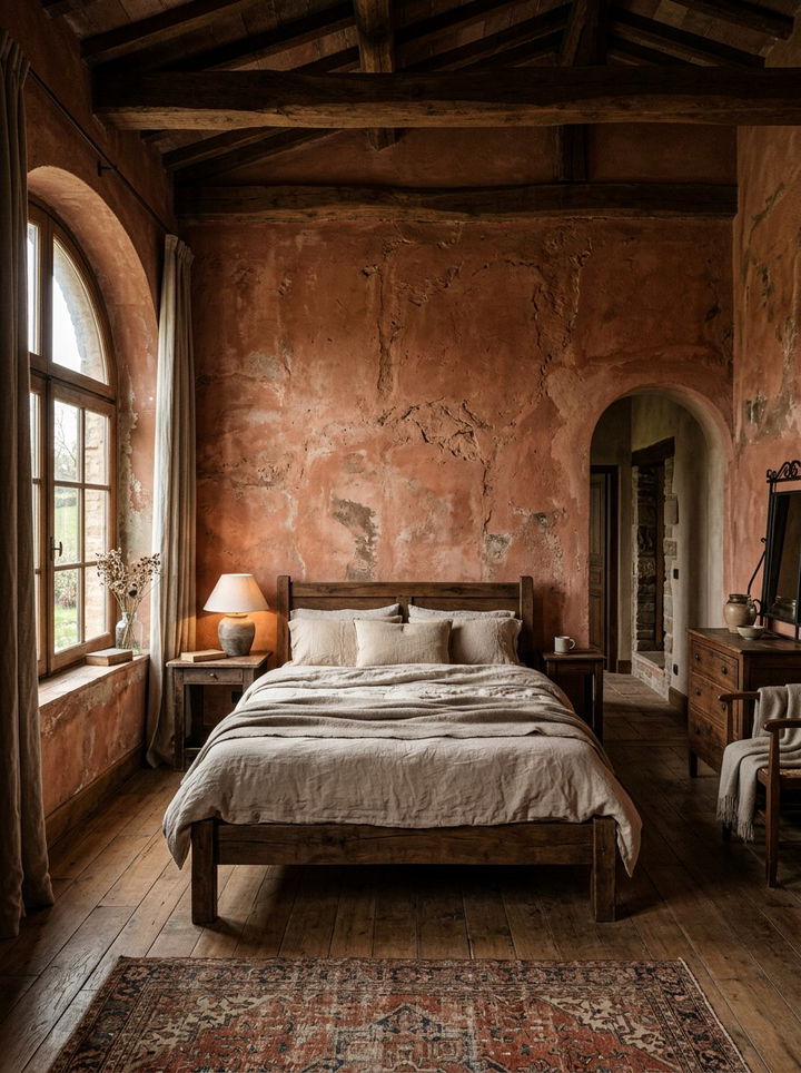 Distressed plaster bedroom walls - 30 period home bedroom ideas