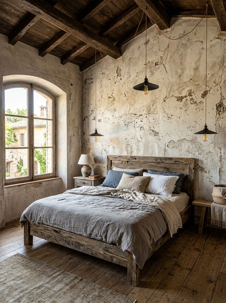 Distressed plaster wallpaper - 30 bedroom vintage wallpapers