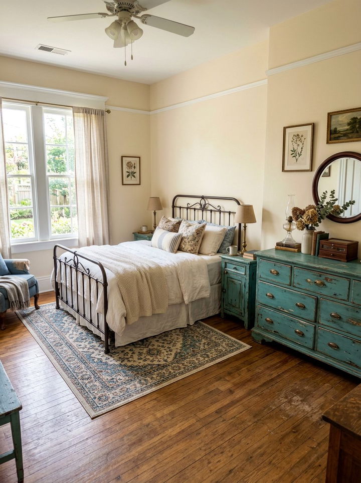 Distressed teal furniture bedroom - 30 rustic teal bedroom ideas
