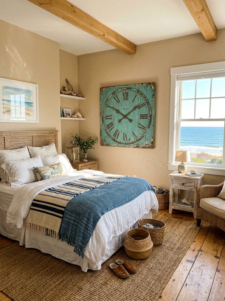 Distressed teal wall clock - 30 bedroom vintage clocks