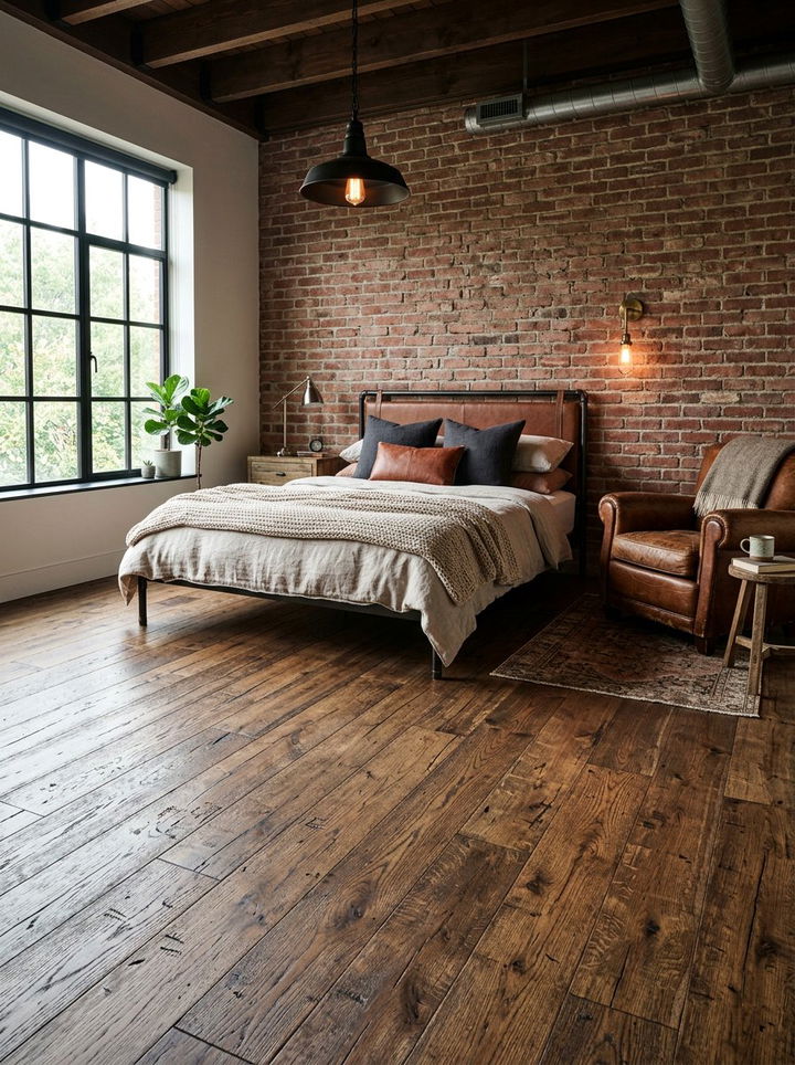 Distressed wood bedroom laminate - 30 bedroom laminate flooring ideas