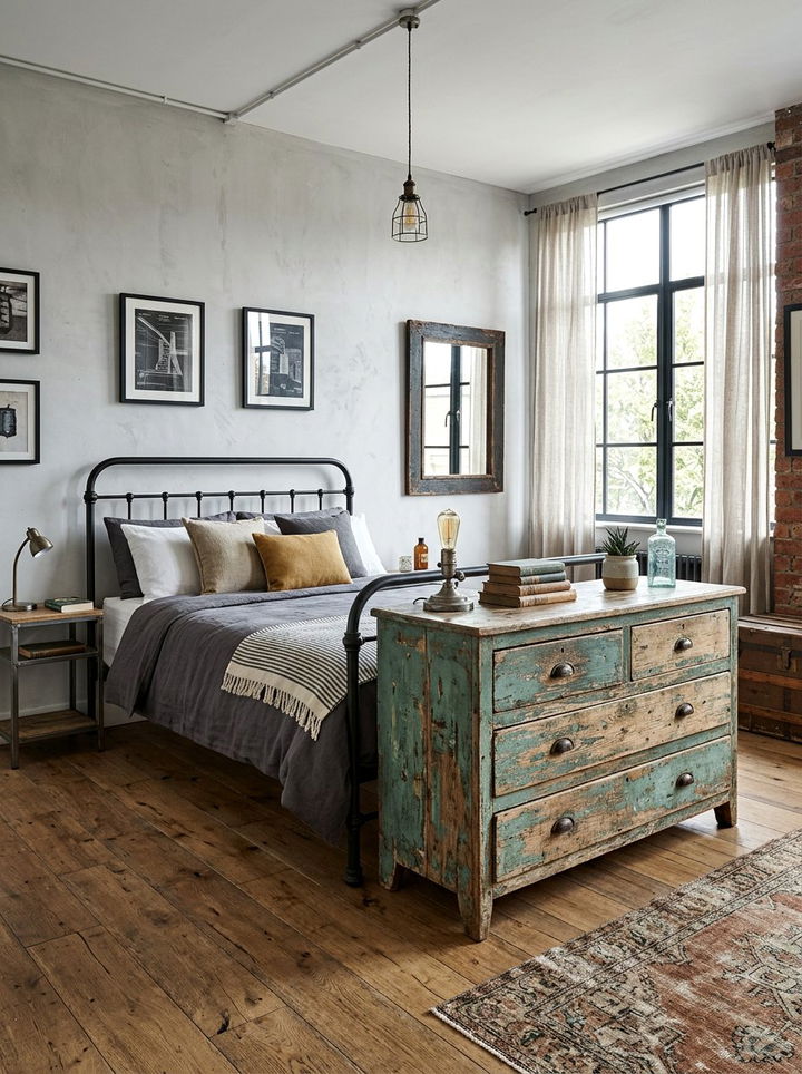 Distressed wood teal bedroom - 30 industrial teal bedroom ideas