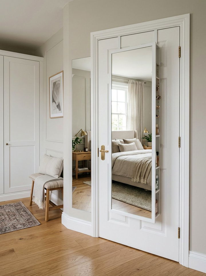 Door Mounted Mirror Cabinet - 30 bedroom vertical storage ideas