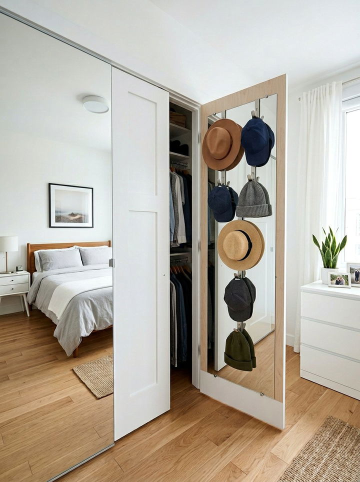 Door hat hooks - 30 bedroom hat storage ideas