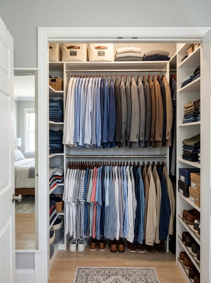 Double Closet Rod - 30 bedroom organization ideas