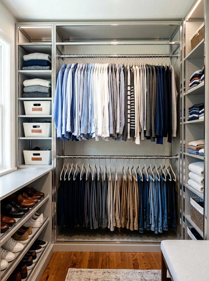 Double Closet Rod - 30 bedroom organization hacks