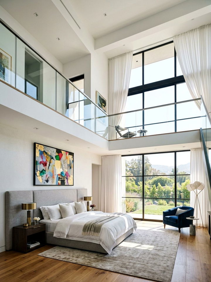Double Height Bedroom Window - 30 bedroom natural lighting ideas