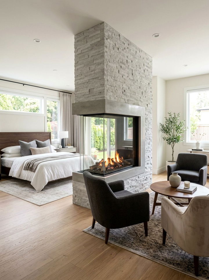 Double Sided Bedroom Fireplace - 30 bedroom wood burning fireplace ideas