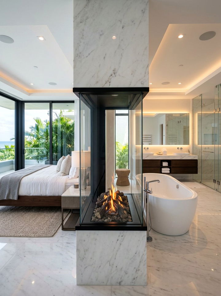 Double Sided Bedroom Fireplace - 30 bedroom gas fireplace ideas