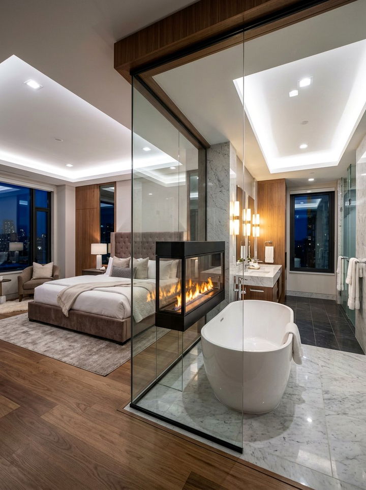 Double Sided Electric Fireplace - 30 bedroom electric fireplace ideas