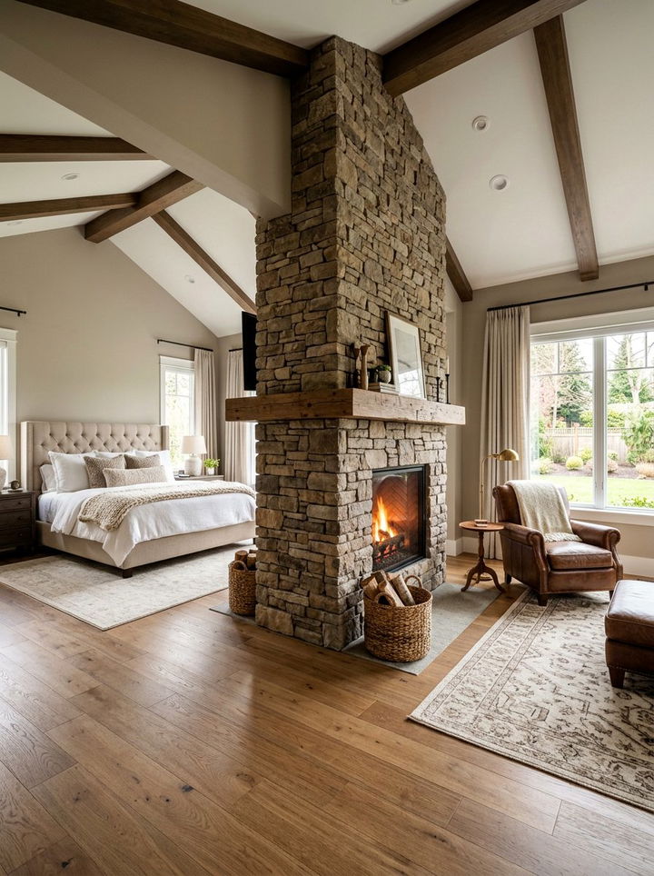 Double Sided Fireplace Master Bedroom - 30 mansion bedroom ideas