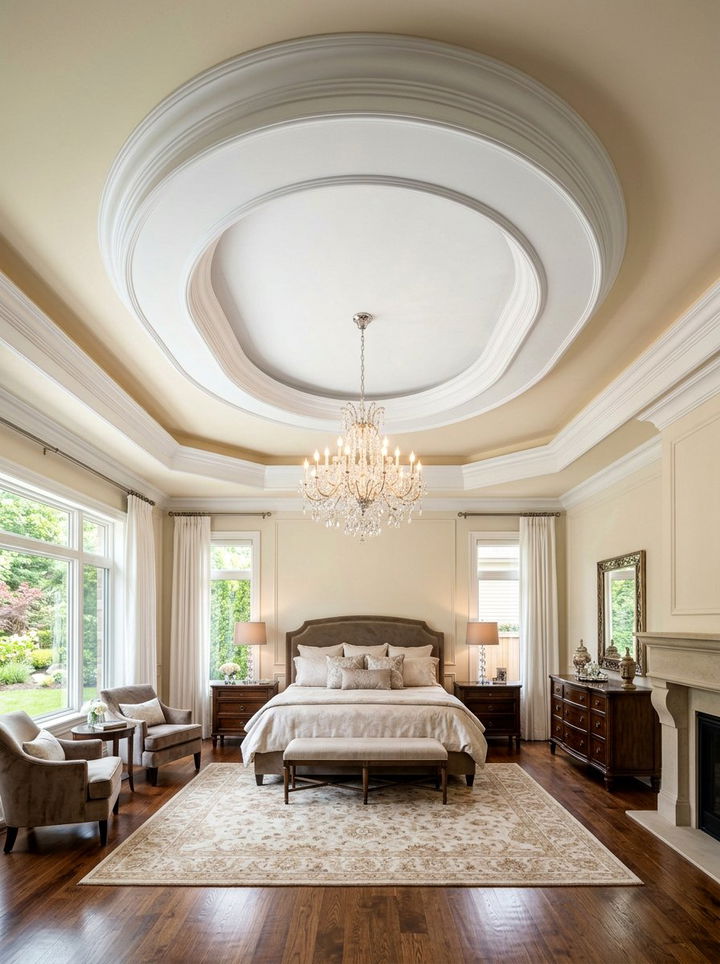 Double Tray - 30 bedroom false ceiling designs