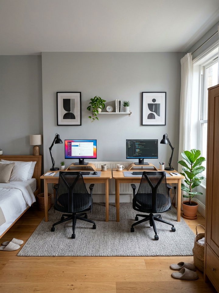 Double Workstation Setup - 30 bedroom workstation designs