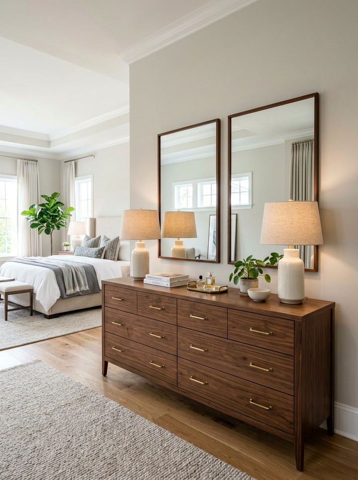 Double dresser with twin mirrors - 30 bedroom dresser with mirror ideas