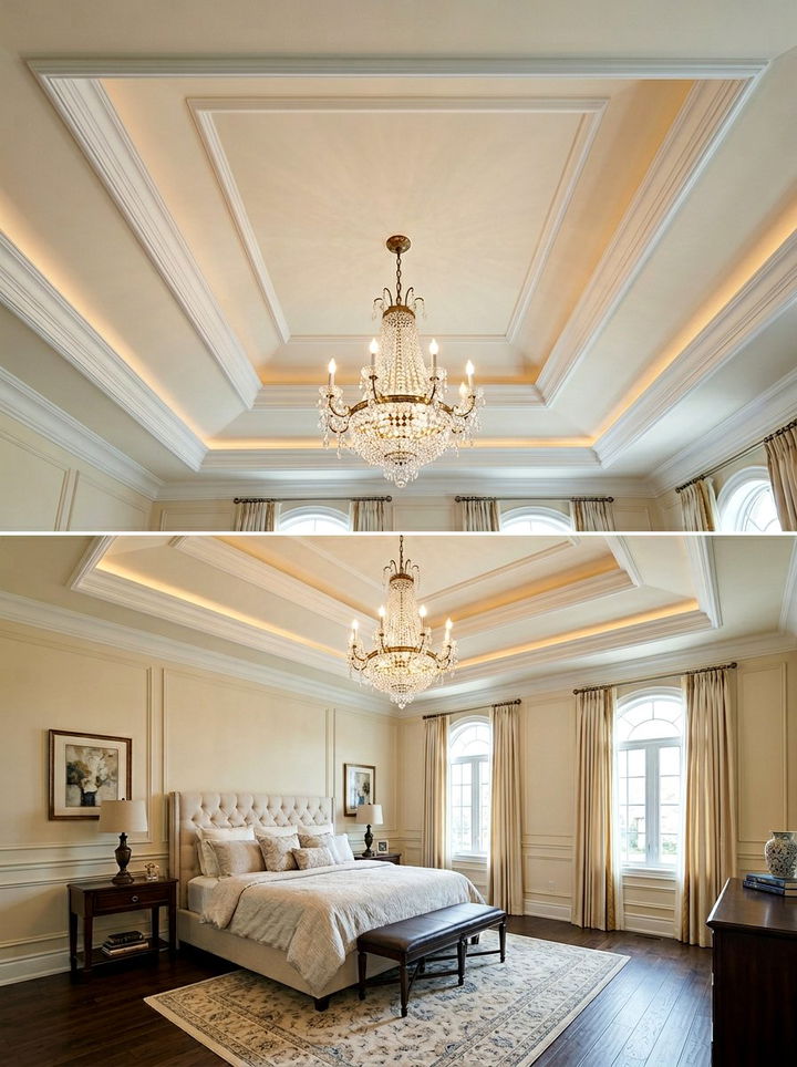 Double recessed tray ceiling - 30 bedroom tray ceiling ideas