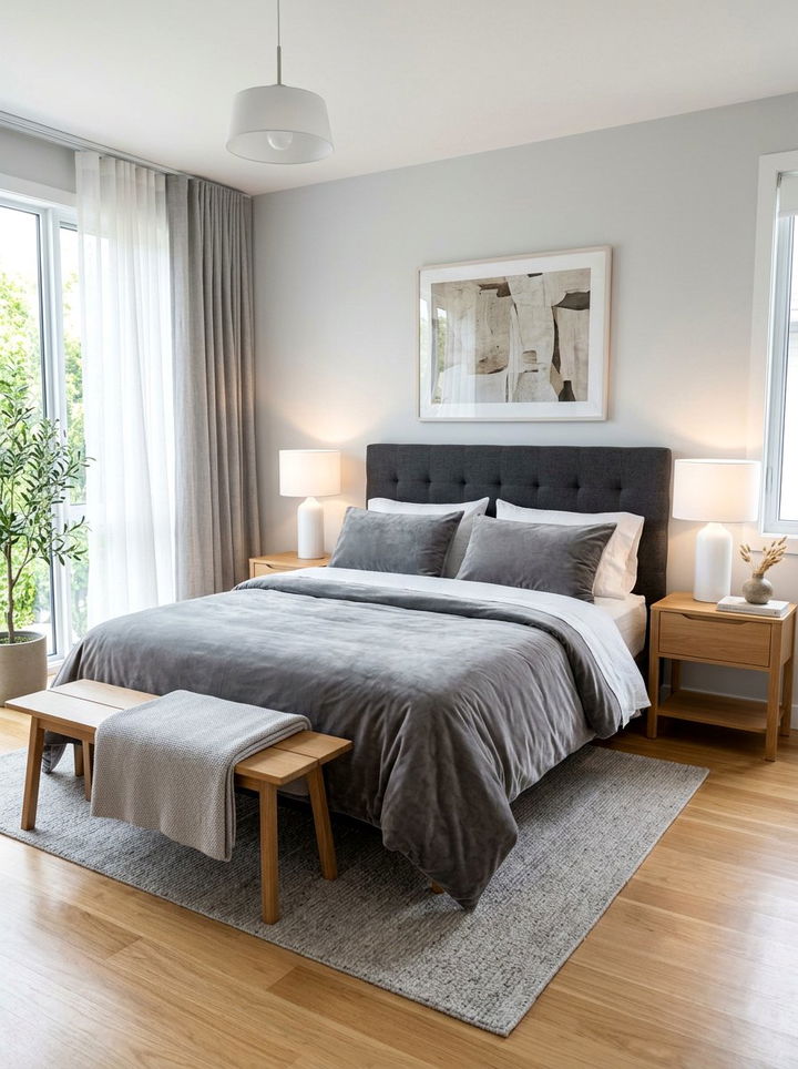 Dove grey velvet bedding - 30 bedroom velvet bedding ideas