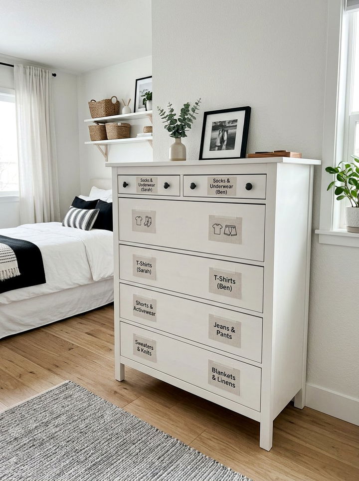 Dresser Drawer Label - 30 bedroom drawer organization ideas