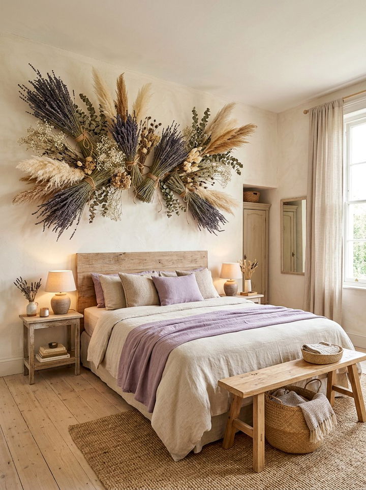Dried Floral Wall Decor - 30 bedroom wall decor ideas