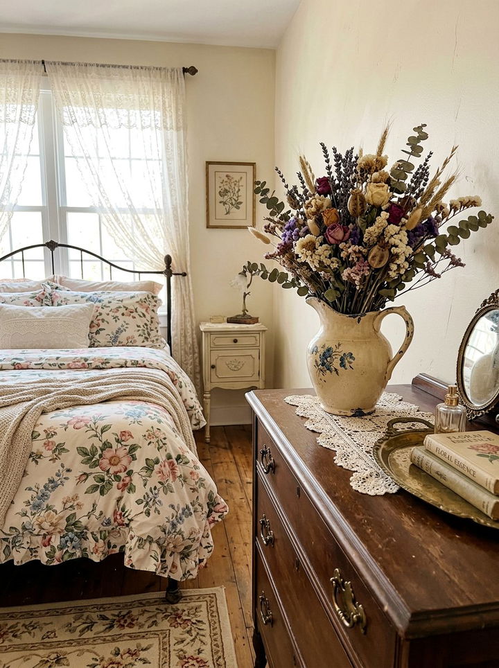 Dried Flower Decor - 30 shabby chic bedroom ideas