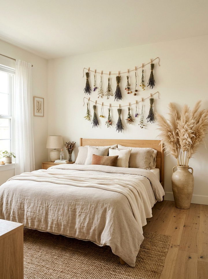 Dried Flower Decor - 30 nature themed bedroom ideas