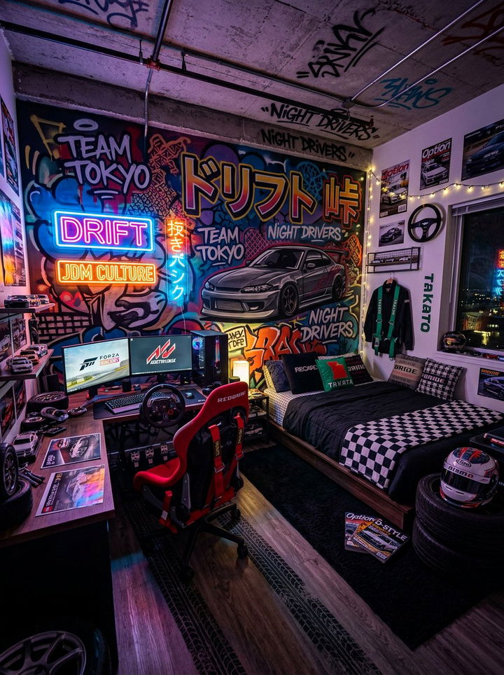 Drift Car Bedroom - 30 car themed bedroom ideas
