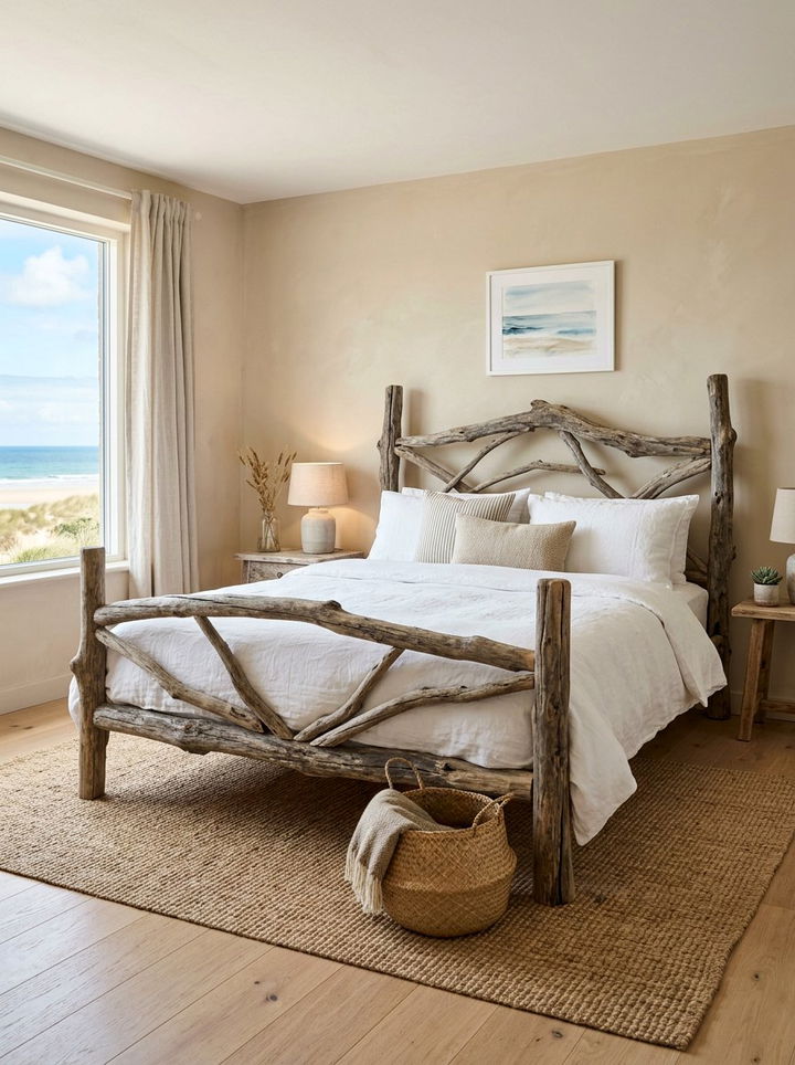 Driftwood Bed Frame - 30 underwater bedroom ideas