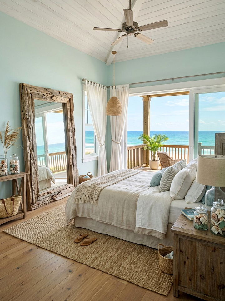 Driftwood Mirror Frame Decor - 30 handcrafted bedroom ideas