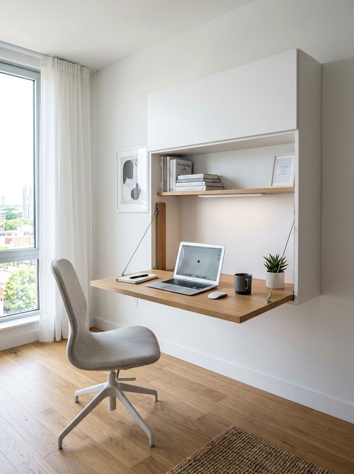 Drop Down Wall Desk - 30 bedroom multi-functional ideas