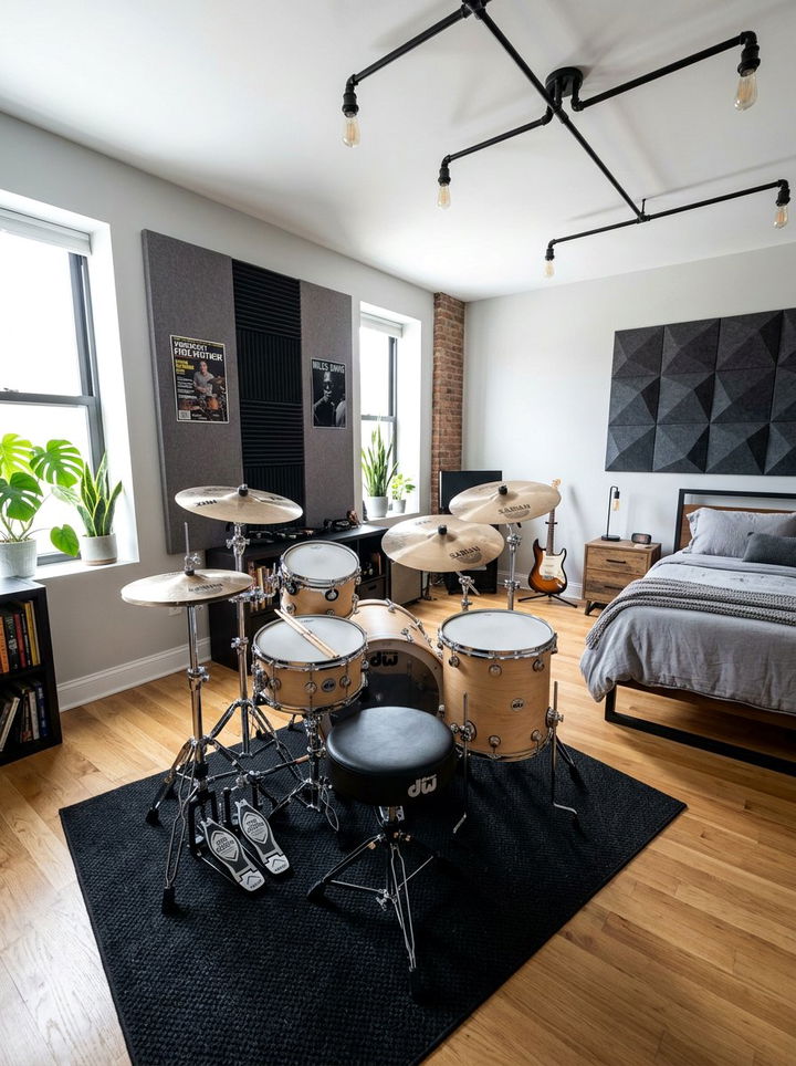 Drum Kit Bedroom - 30 music themed bedroom ideas
