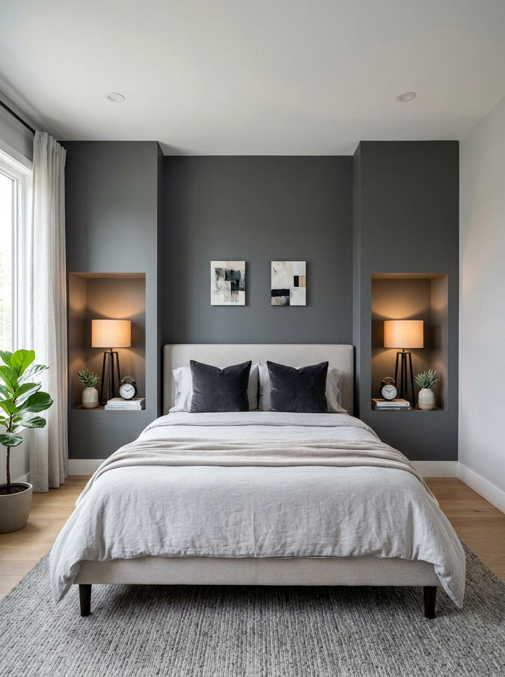 Dual Bedside Storage Niche - 30 bedroom wall niches