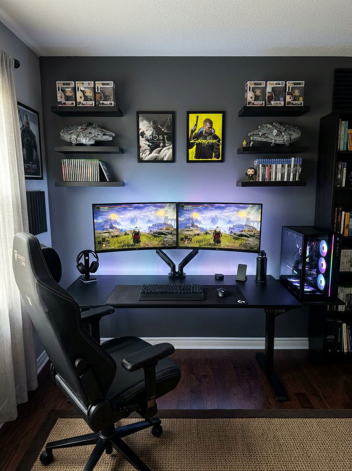 Dual Monitor Gaming Room - 30 gamer setup bedroom ideas