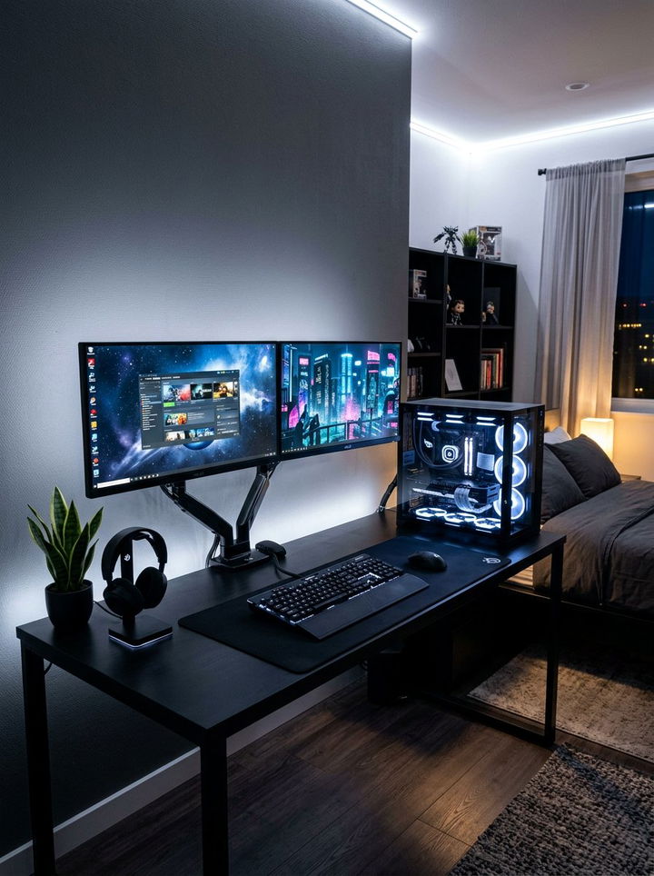 Dual Monitor Setup - 30 video game bedroom ideas