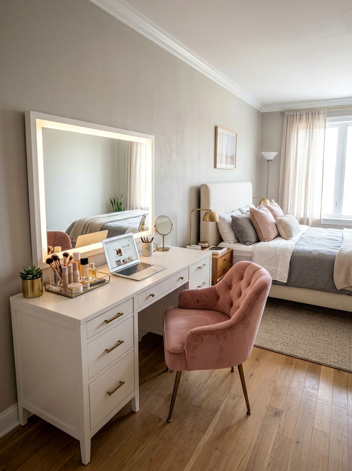 Dual Purpose Vanity Desk - 30 bedroom home office ideas