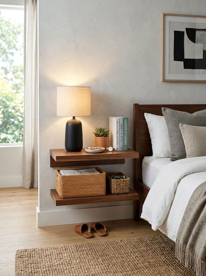 Dual Shelf Floating Nightstand - 30 bedroom floating nightstands
