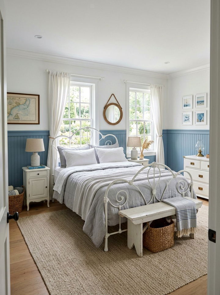 Dusty Blue Half Wall - 30 bedroom half painted walls