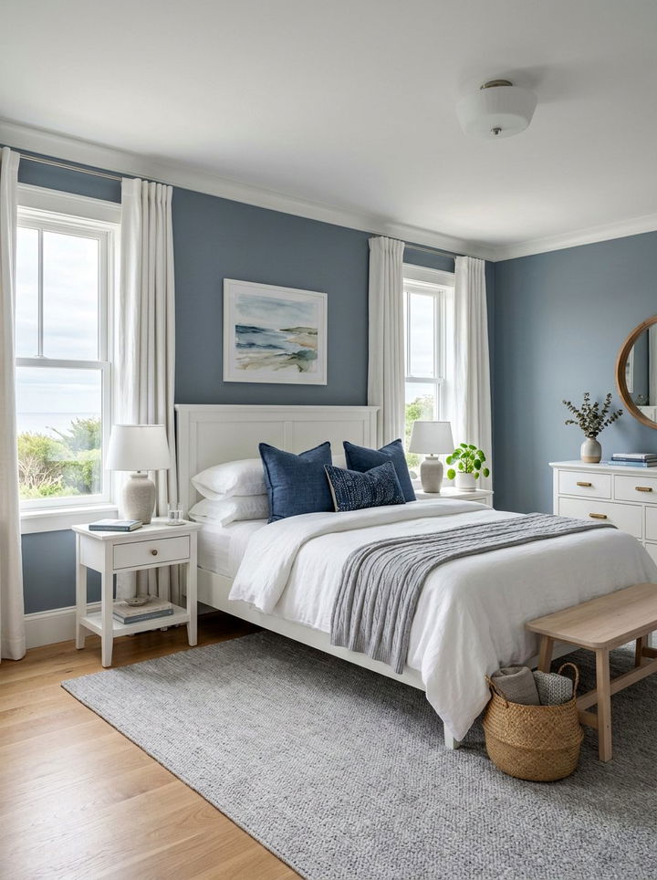 Dusty Blue Paint Scheme - 30 coastal blue bedroom ideas