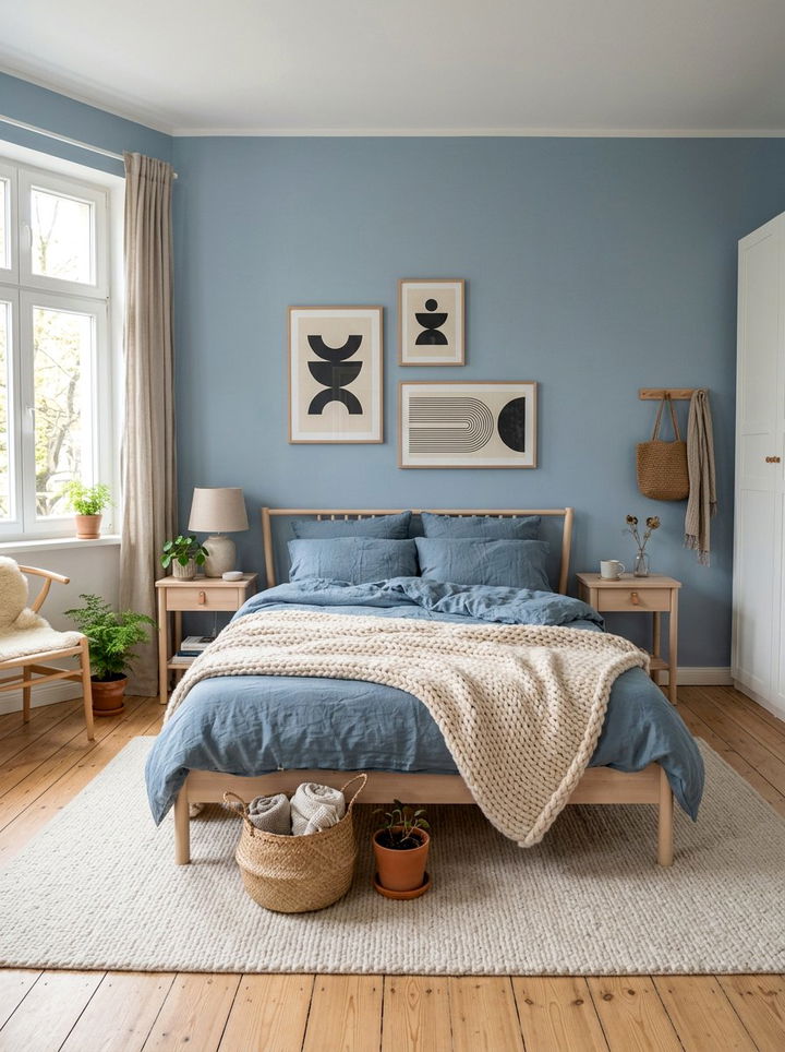 Dusty Blue Scandinavian Bedroom - 30 modern blue bedroom ideas