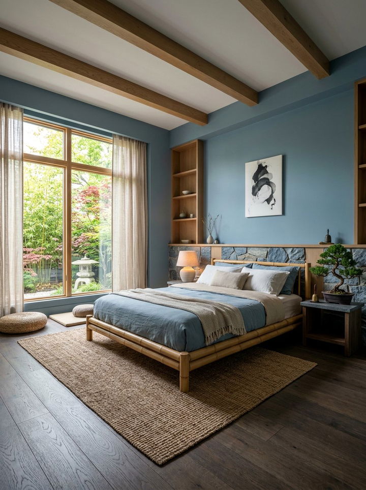 Dusty Blue Zen Bedroom - 30 minimalist blue bedroom ideas