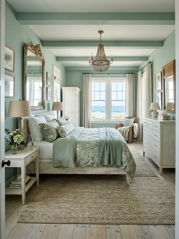 Dusty Green Coastal Bedroom - 30 coastal green bedroom ideas
