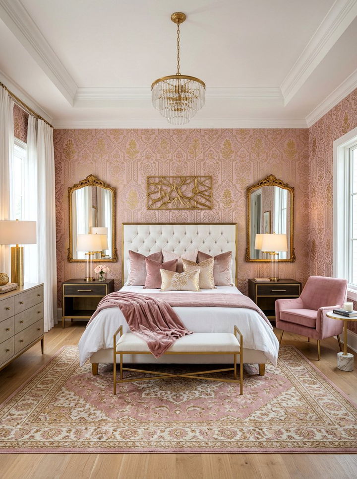 Dusty Pink And Gold Bedroom - 30 bedroom dusty pink walls