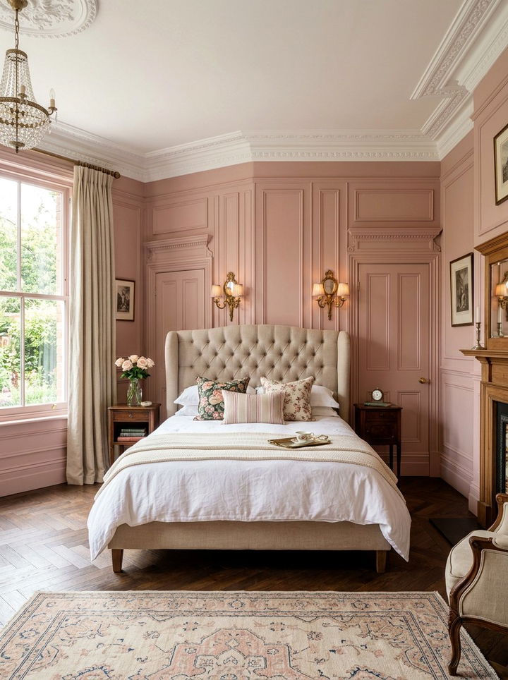 Dusty Pink Paneled Walls - 30 bedroom dusty pink walls