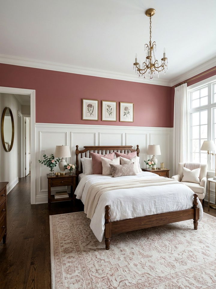 Dusty Rose Accent Wall With Wainscoting - 30 dusty rose accent wall bedroom