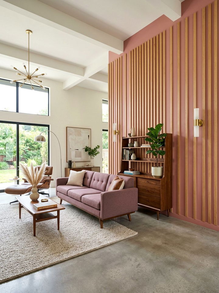 Dusty Rose Accent Wall With Wood Slats - 30 dusty rose accent wall bedroom