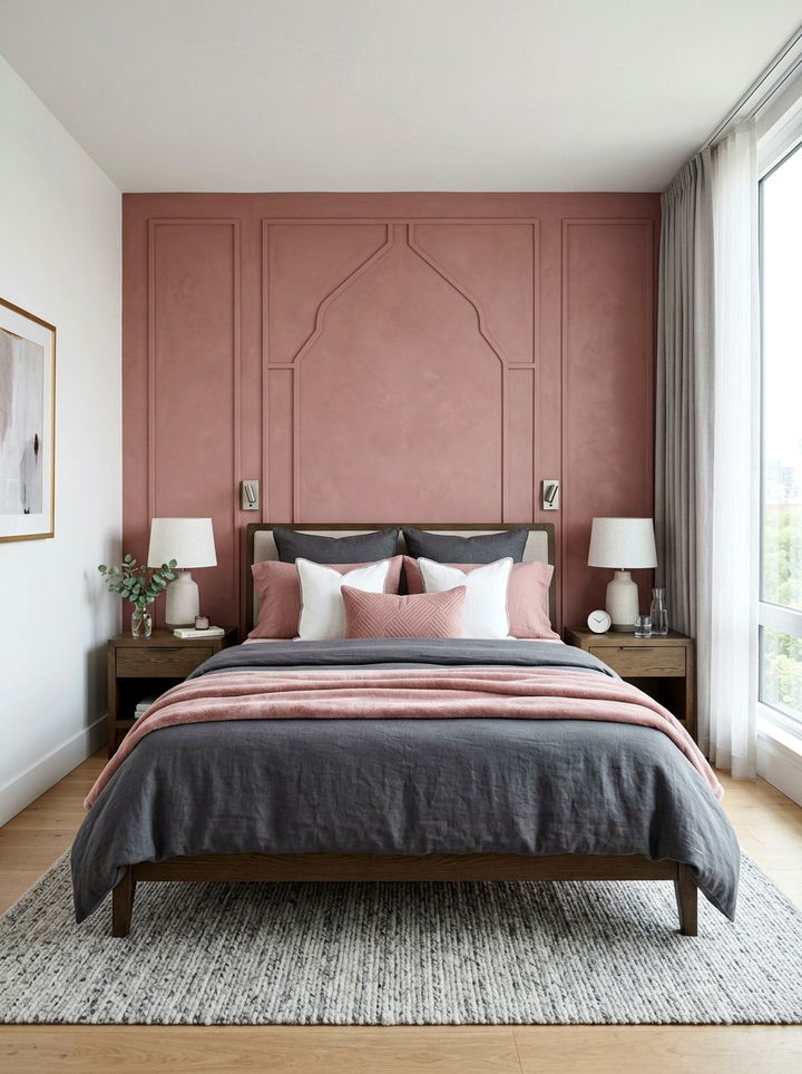 Dusty Rose And Charcoal Grey Bedding - 30 dusty rose accent wall bedroom