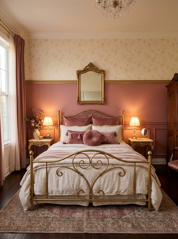 Dusty Rose And Cream Wall - 30 bedroom two tone walls