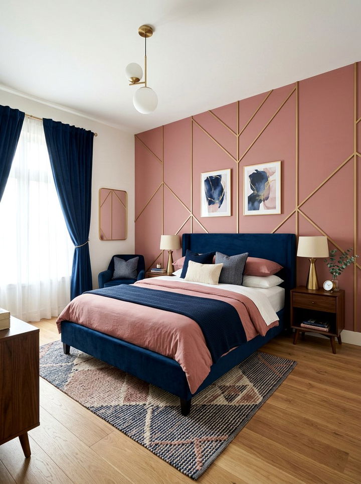 Dusty Rose And Navy Blue Bedroom - 30 dusty rose accent wall bedroom