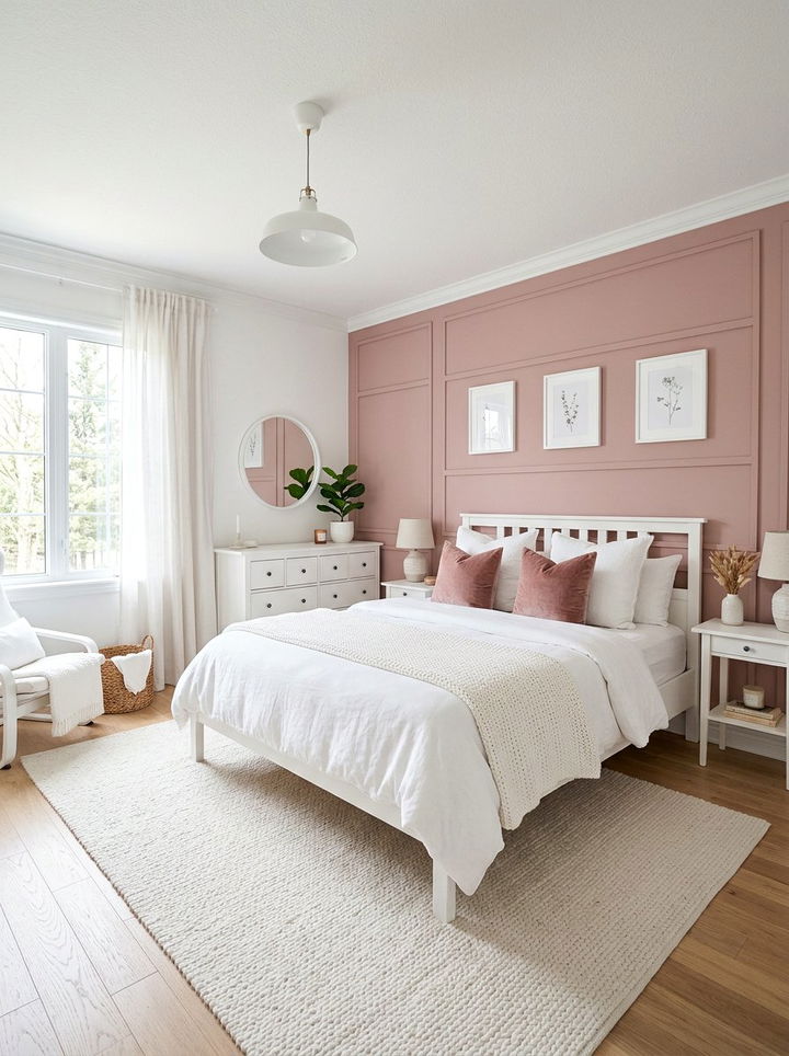 Dusty Rose And White Bright Bedroom - 30 dusty rose accent wall bedroom