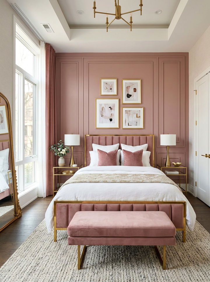 Dusty Rose Bedroom With Gold Accents - 30 dusty rose accent wall bedroom
