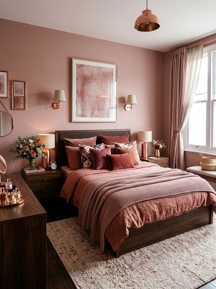 Dusty Rose Bedroom - 30 autumn inspired bedroom color ideas